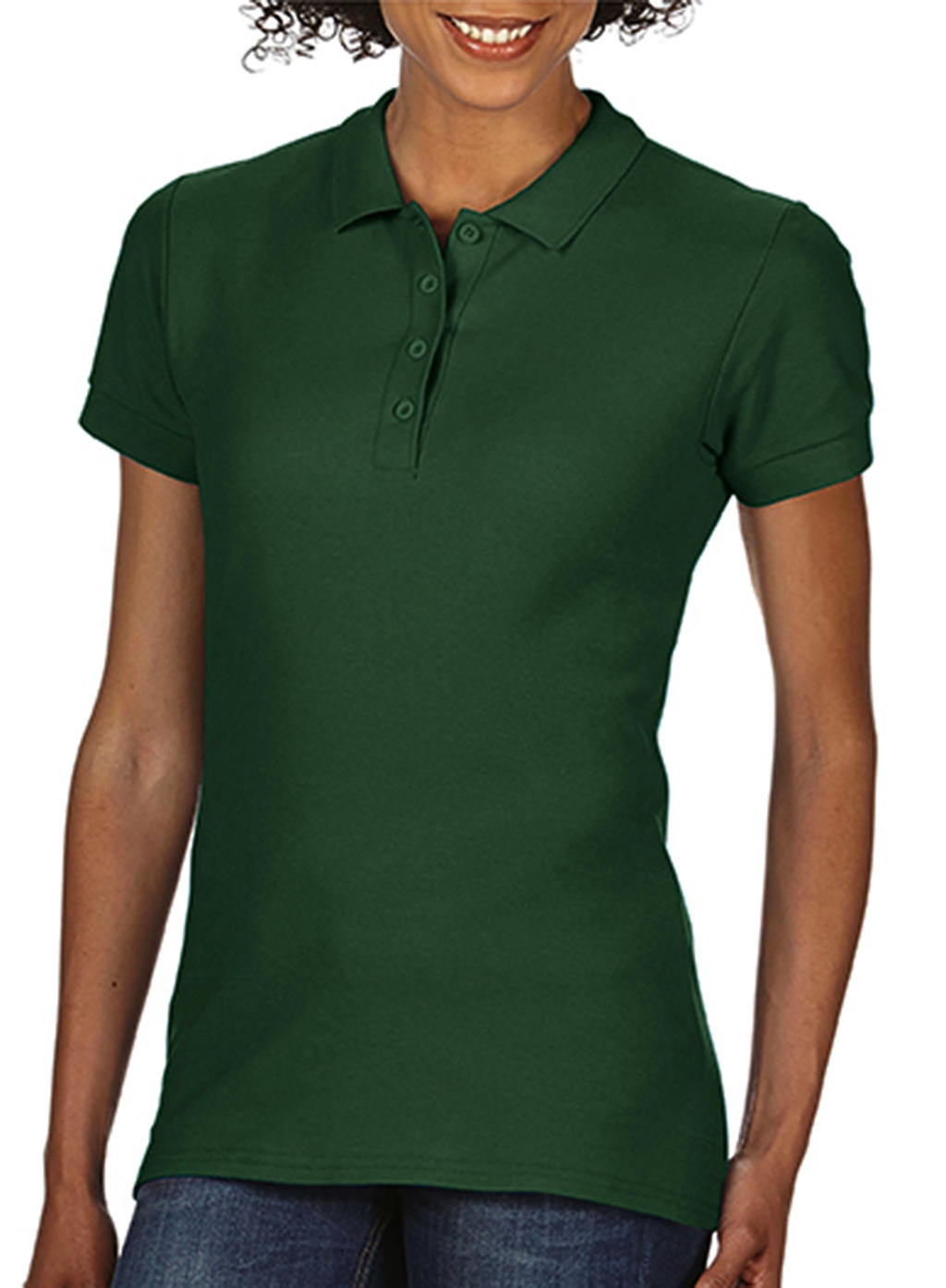  Softstyle? Ladies Double Pique Polo in Farbe Forest Green