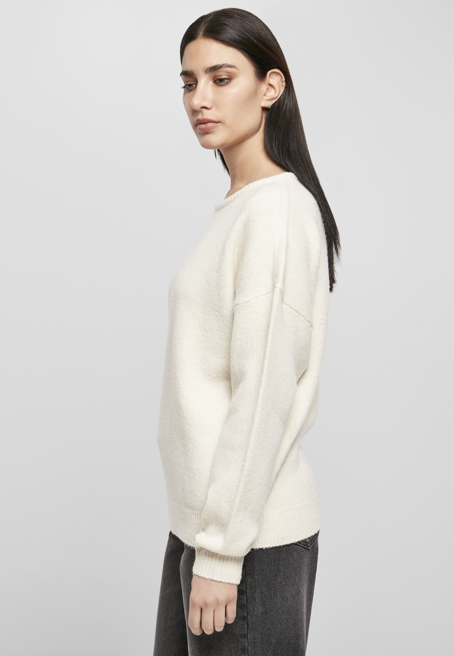 Sweater & Strickjacken Ladies Chunky Fluffy Sweater in Farbe whitesand