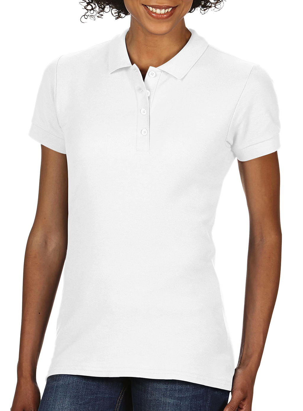  Softstyle? Ladies Double Pique Polo in Farbe White