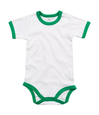  Baby Ringer Bodysuit in Farbe White/Kelly Green Organic