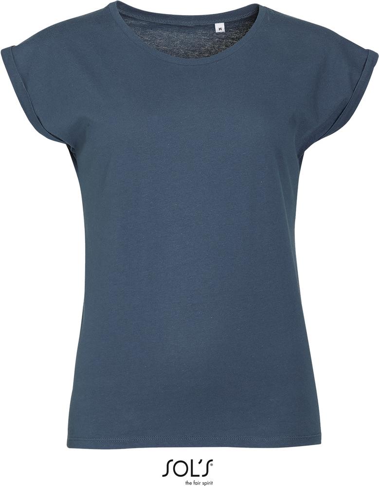 T-Shirt Melba Damen Rundhals T-Shirt in Farbe denim