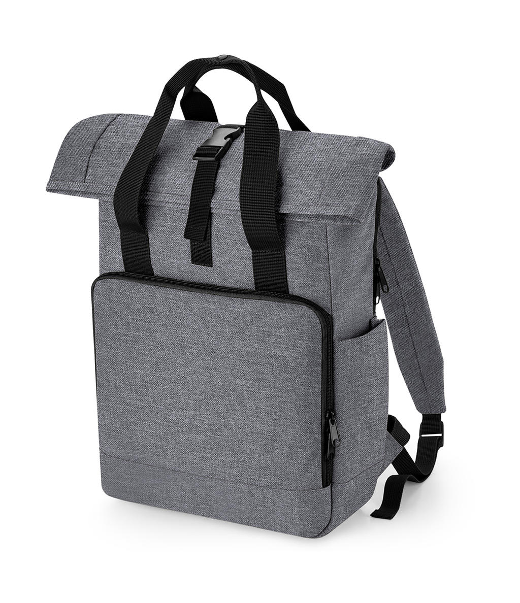  Recycled Twin Handle Roll-Top Laptop Backpack in Farbe Grey Marl