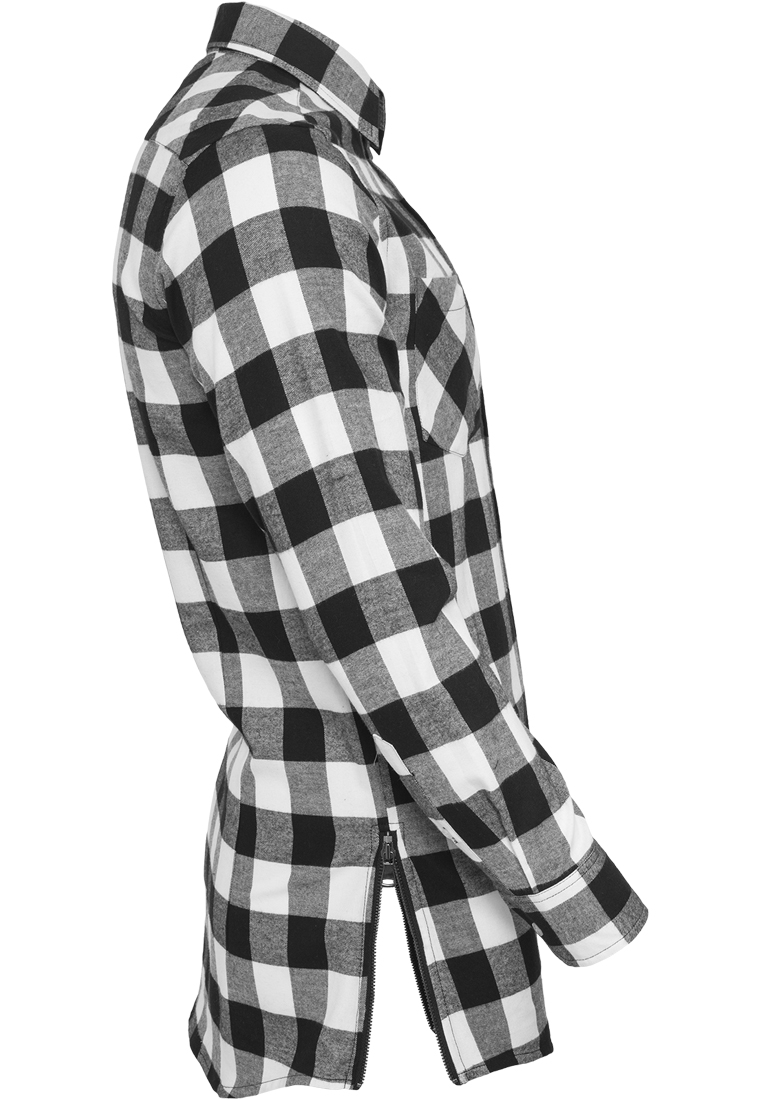 Hemden Side-Zip Long Checked Flanell Shirt in Farbe blk/wht