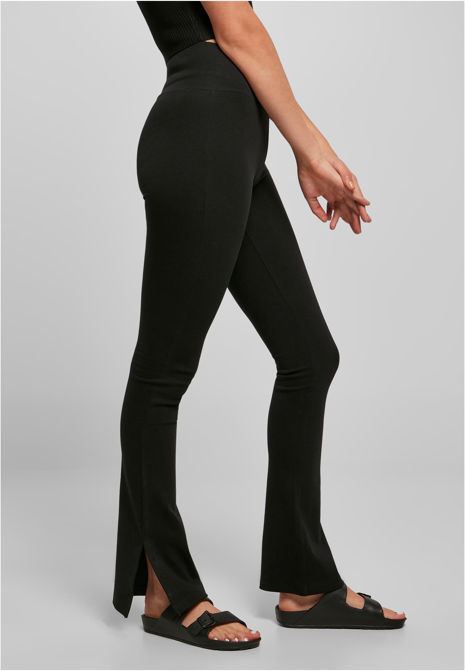 Leggings Ladies High Waist Side Slit Leggings in Farbe black