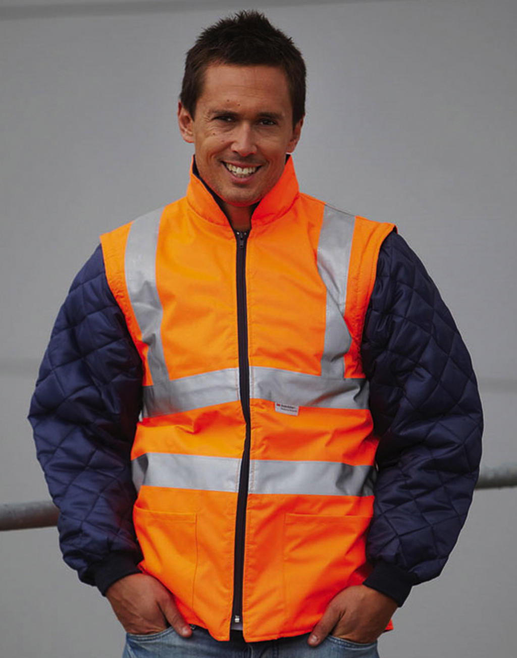  Fluo Quilted Jacket with Zip-Off Sleeves in Farbe Fluo Orange