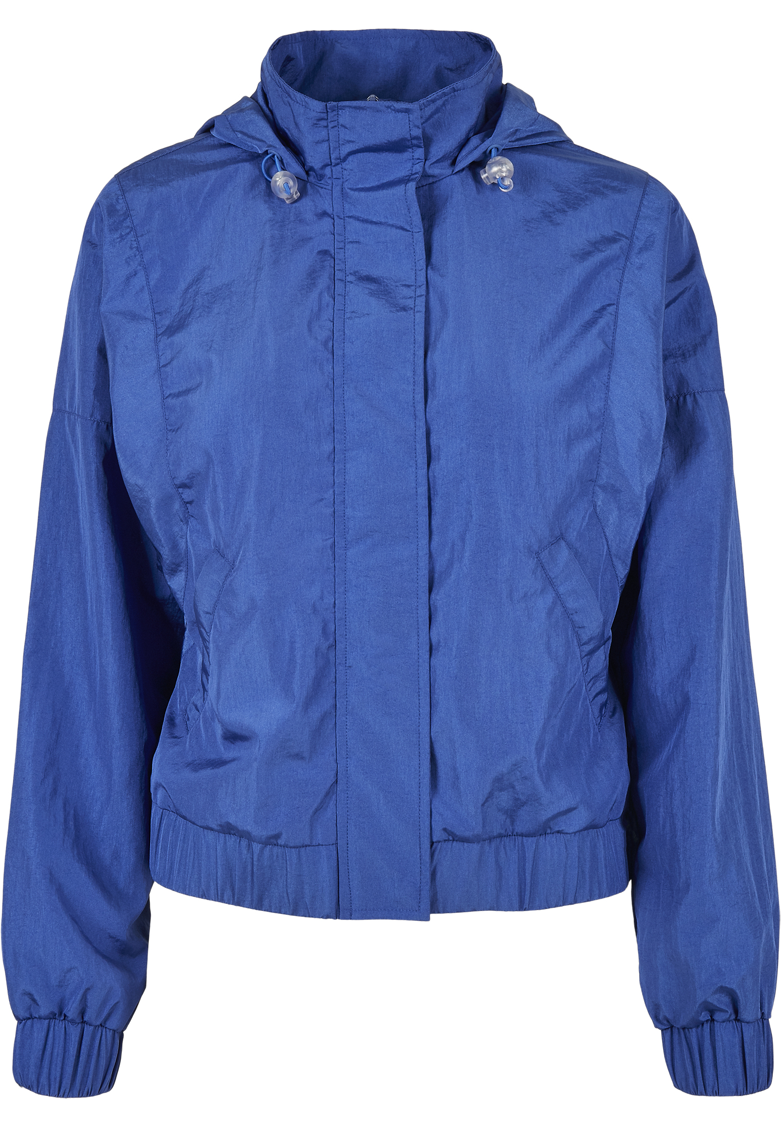 Light Jackets Ladies Oversized Shiny Crinkle Nylon Jacket in Farbe sporty blue
