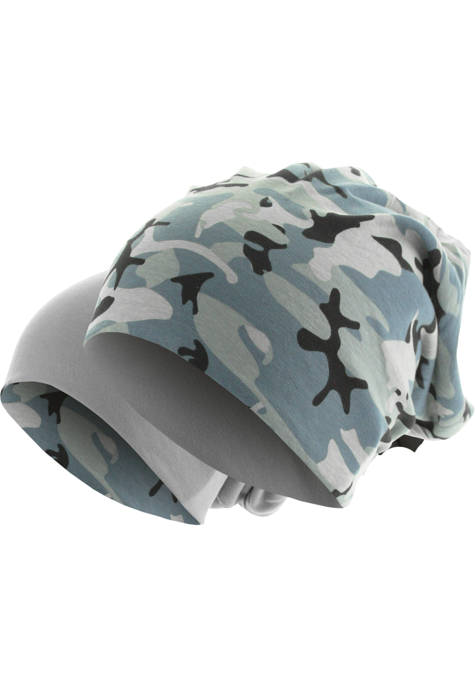 Caps & Beanies Printed Jersey Beanie in Farbe grey camo/charcoal