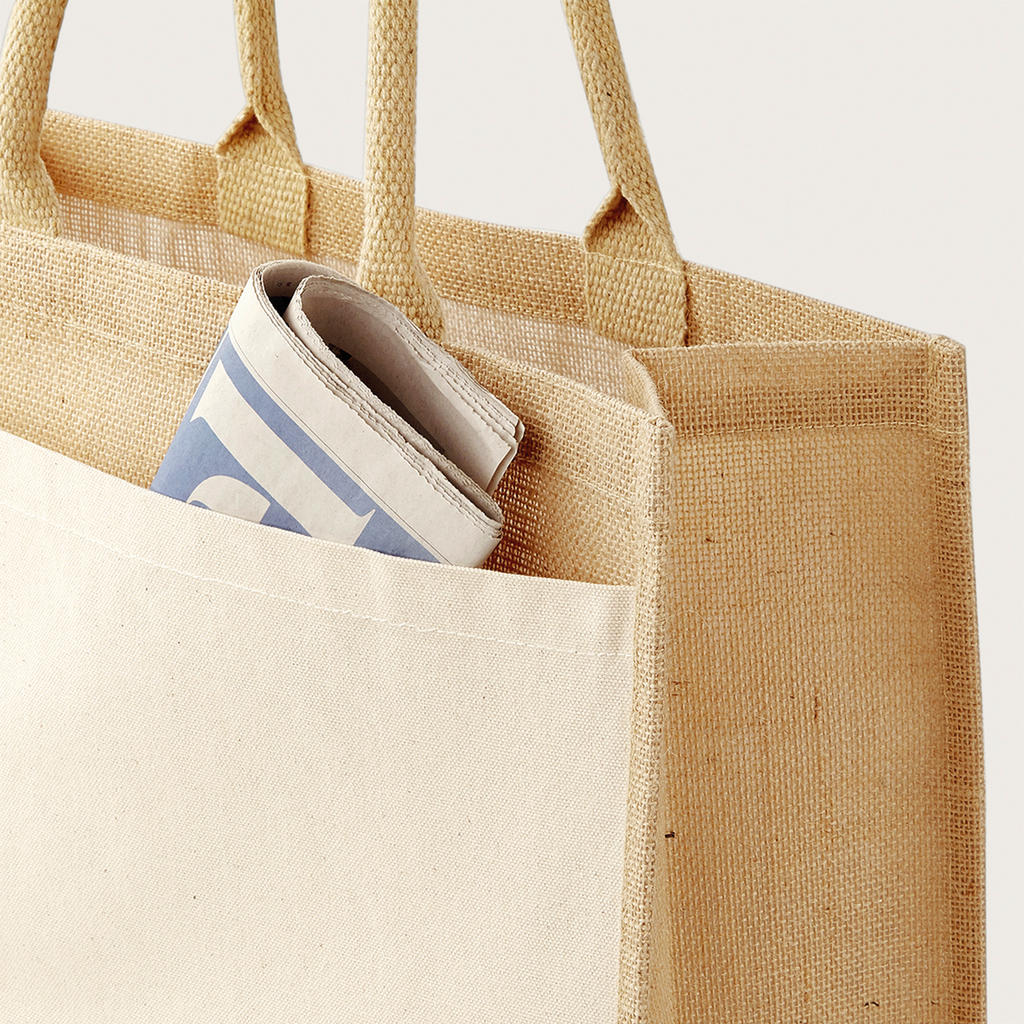  Cotton Pocket Jute Shopper in Farbe Natural