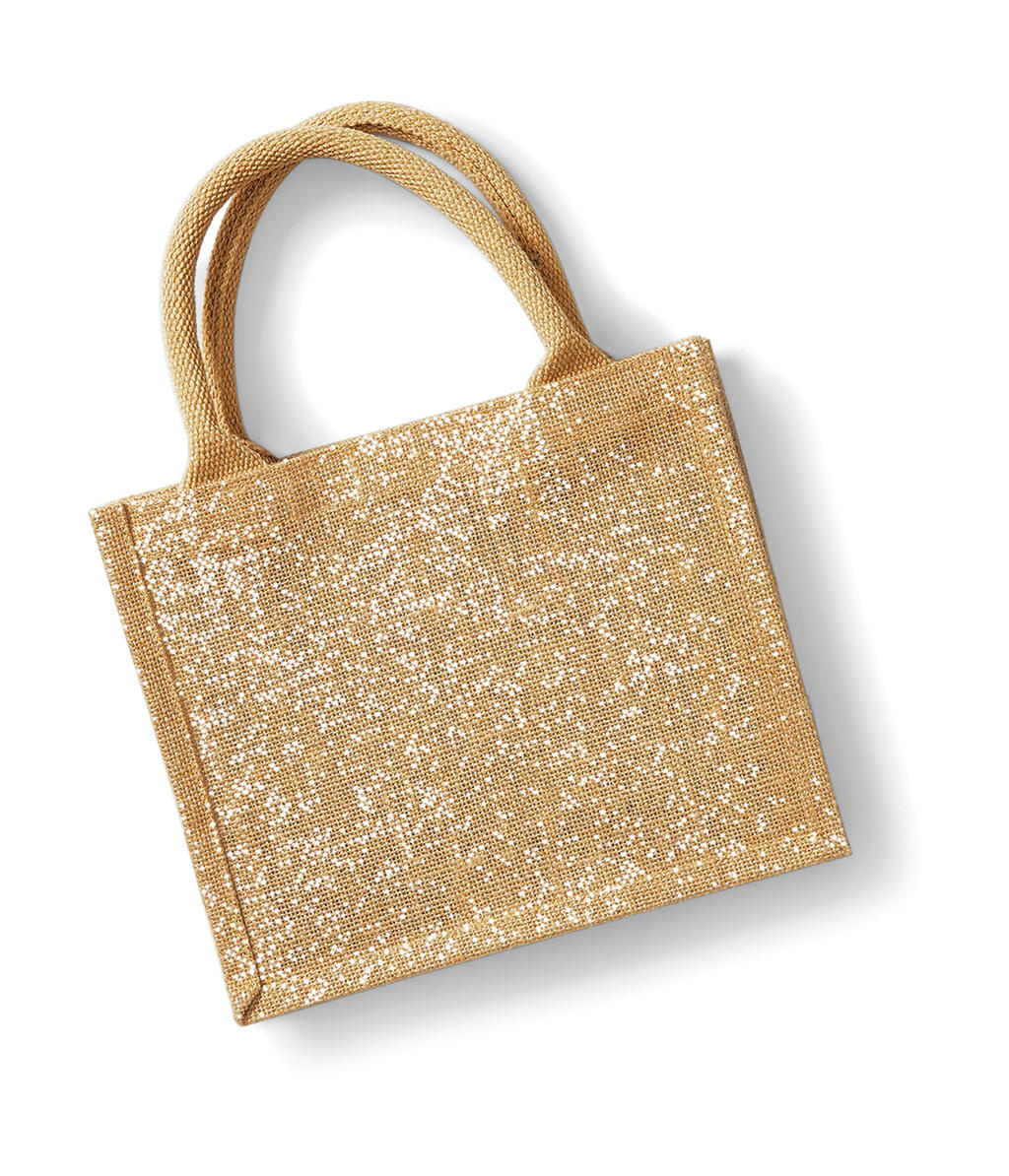  Shimmer Jute Mini Gift Bag in Farbe Natural/Gold