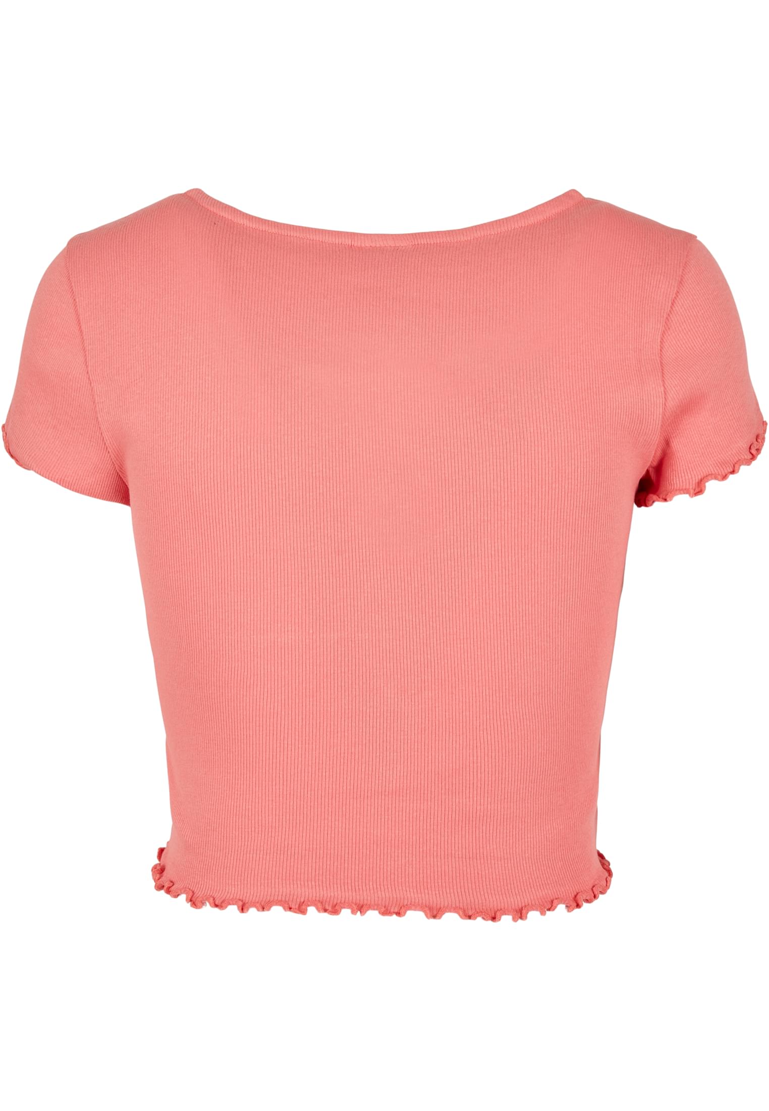 Frauen Ladies Cropped Button Up Rib Tee in Farbe palepink
