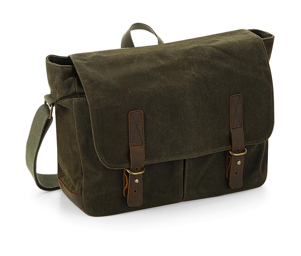  Heritage Waxed Canvas Messenger in Farbe Olive Green