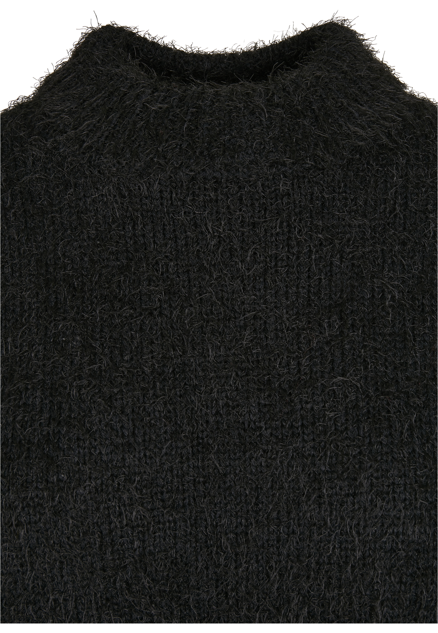 Curvy Ladies Oversized Turtleneck Feather Sweater in Farbe black