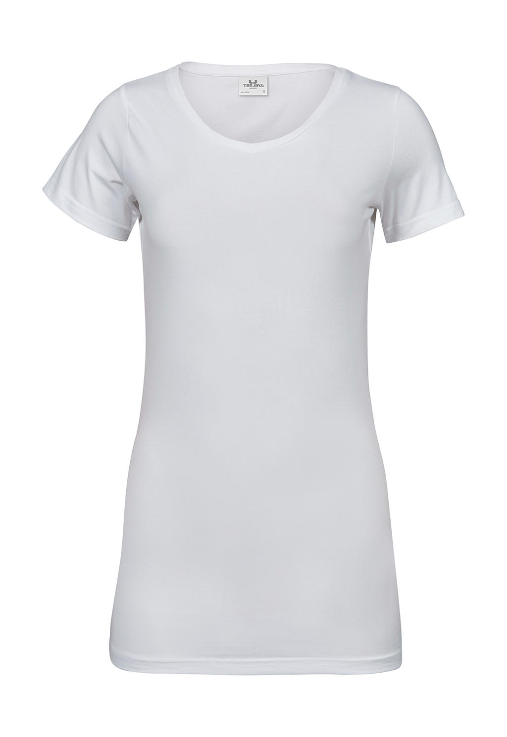  Ladies Stretch Tee Extra Long in Farbe White