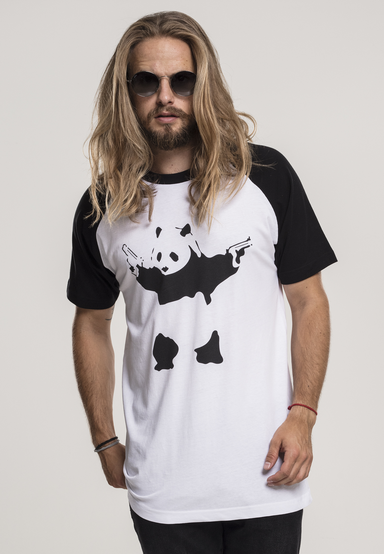 T-Shirts Brandalised - Banksy?s Graffiti Panda Raglan Tee in Farbe black