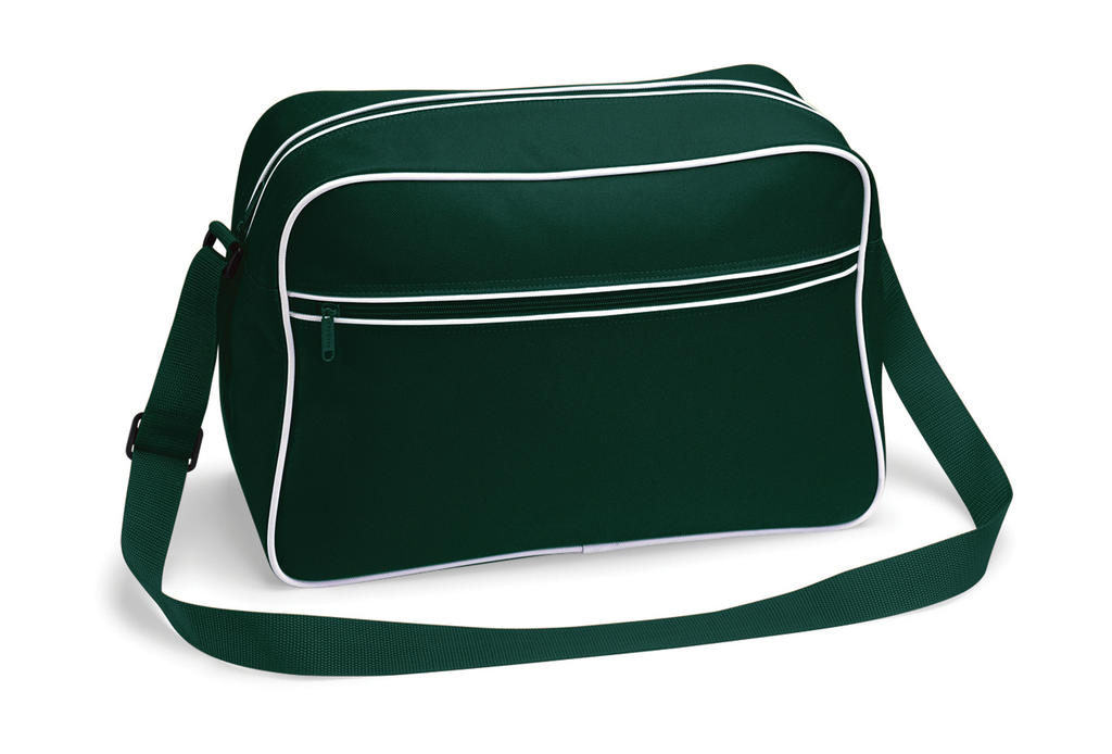  Retro Shoulder Bag in Farbe Bottle Green/White