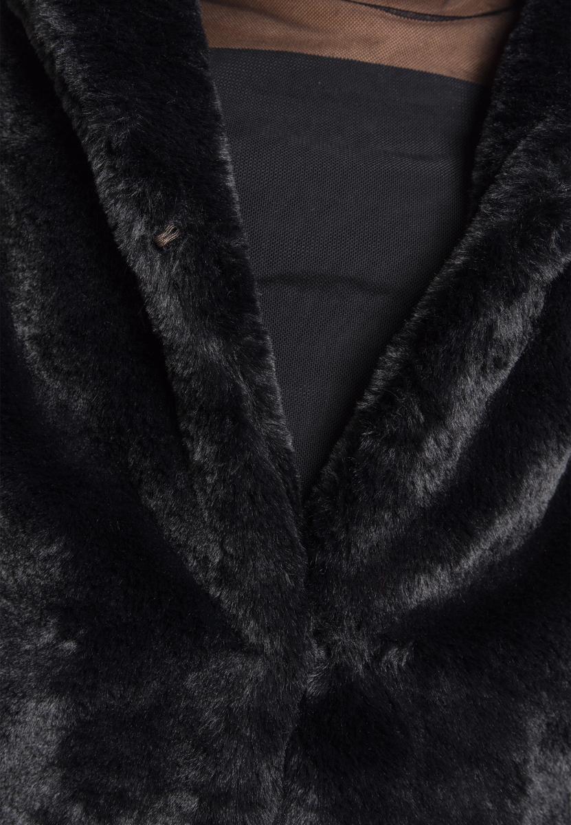 Winter Jacken Ladies Hooded Teddy Coat in Farbe black