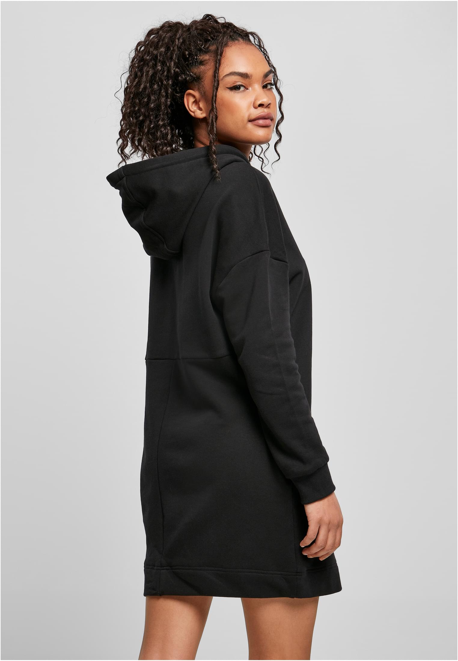 Frauen Ladies Organic Oversized Terry Hoody Dress in Farbe black