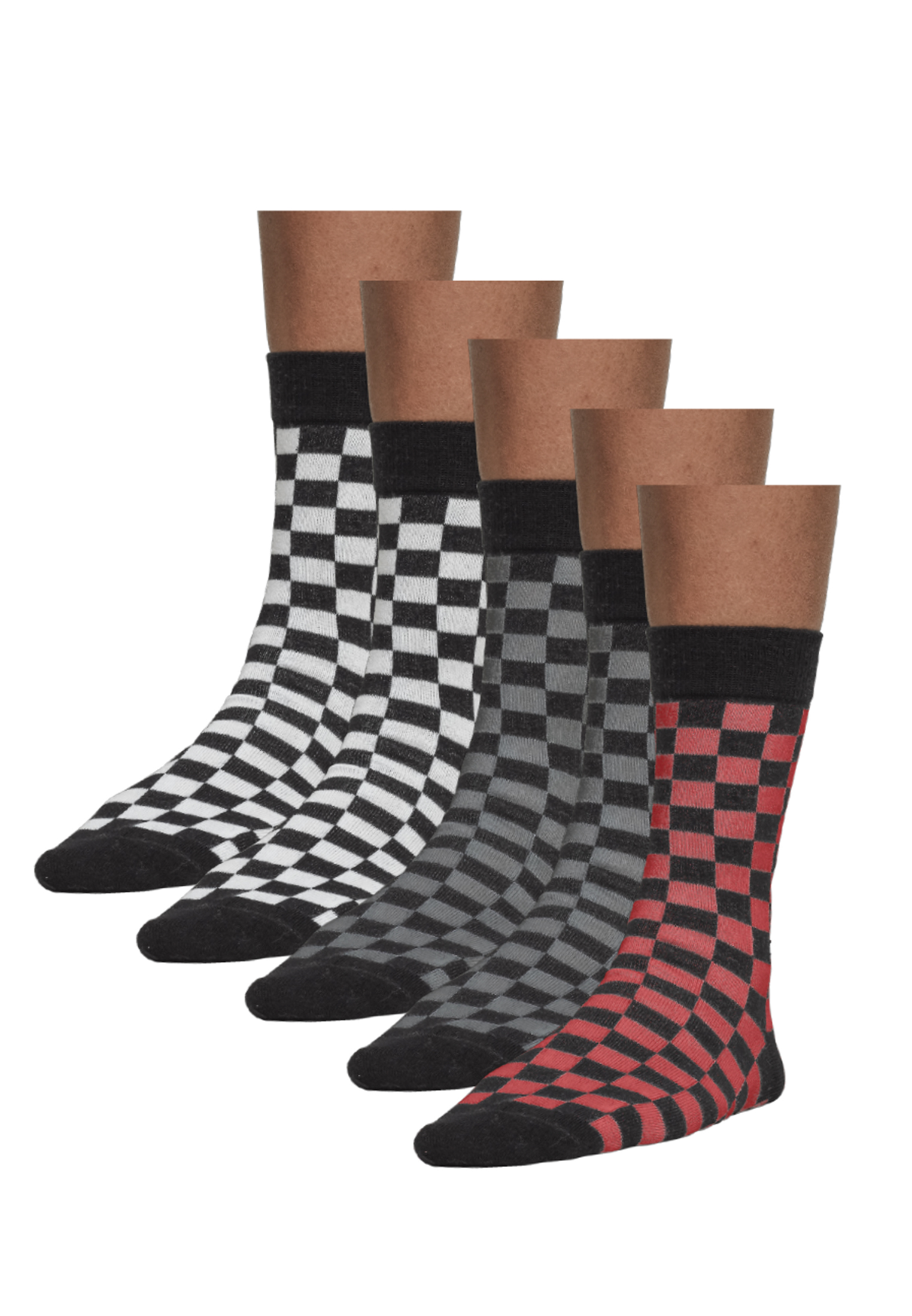 Socken Check Socks 5-Pack in Farbe blk/h.grey/wht