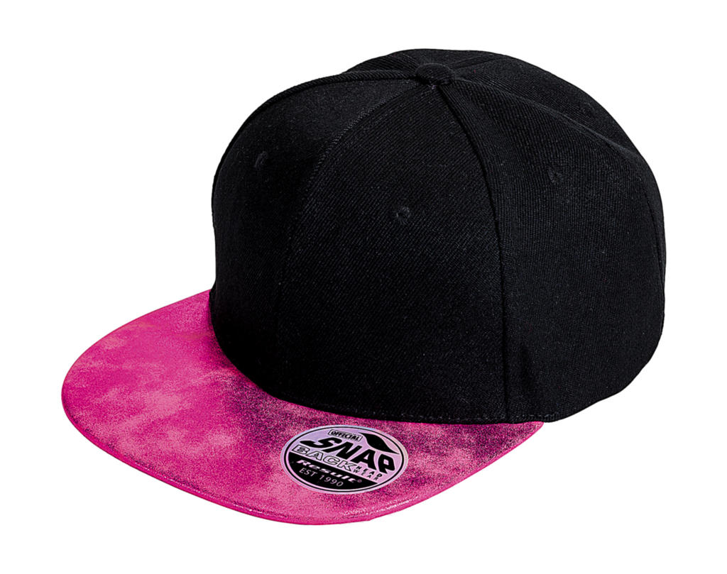  Bronx Glitter Flat Peak Snapback Cap  in Farbe Black/Pink