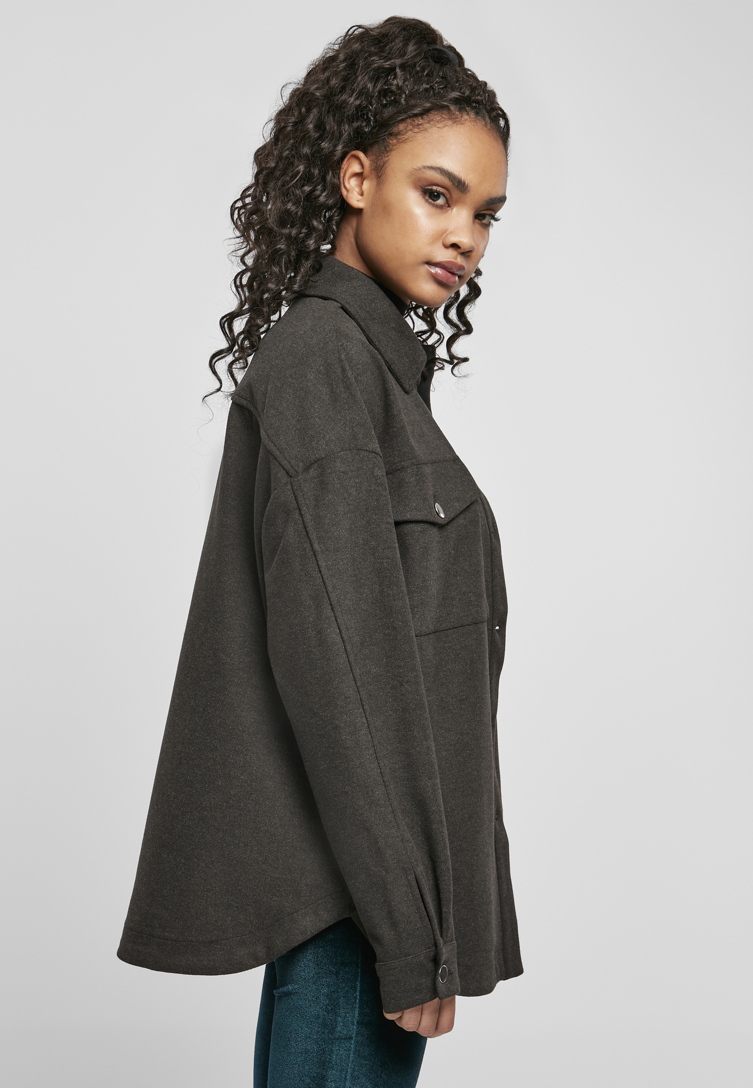 Curvy Ladies Classic Overshirt in Farbe charcoal