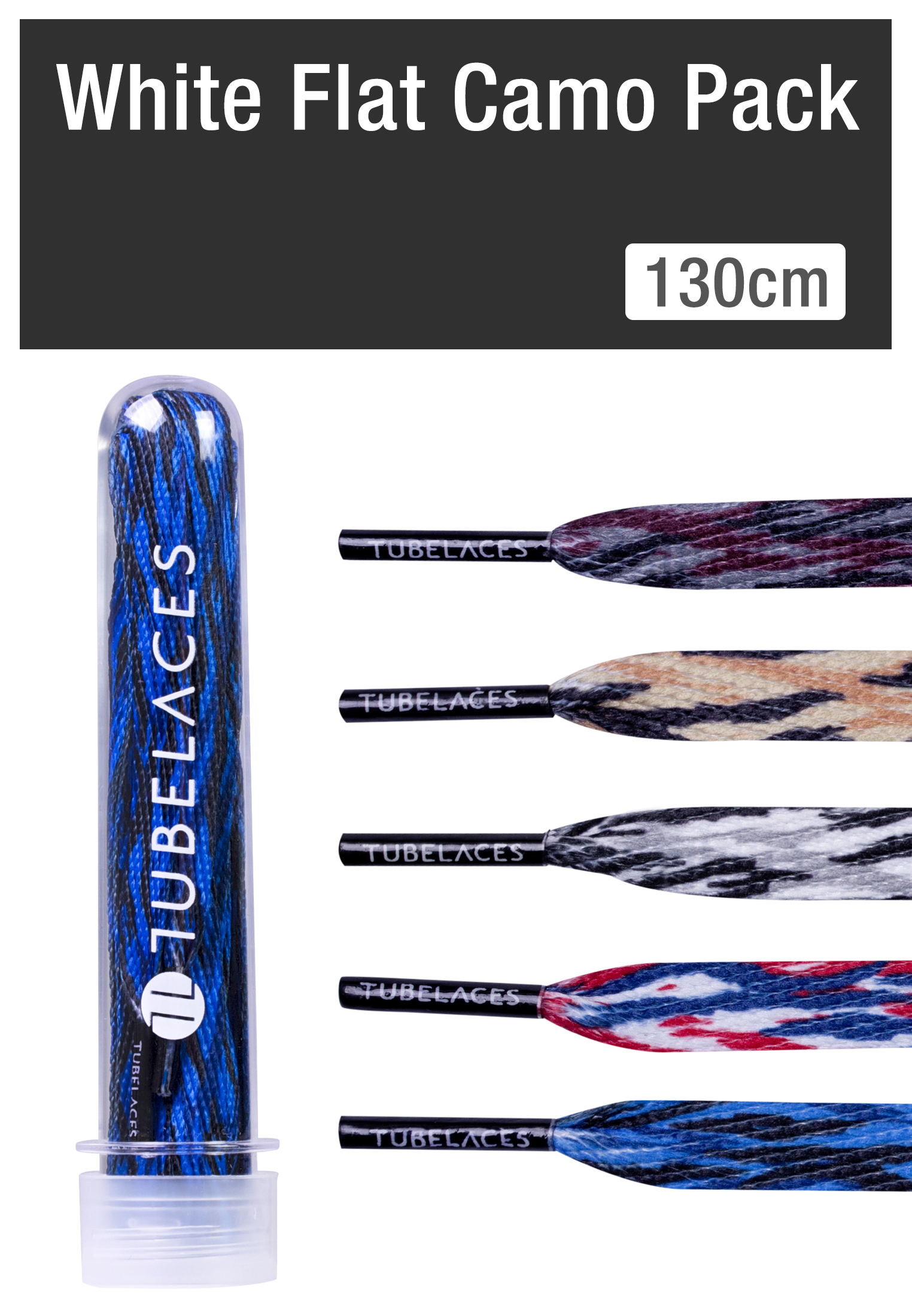 Laces Tubelaces White Flat Camo Pack in Farbe black
