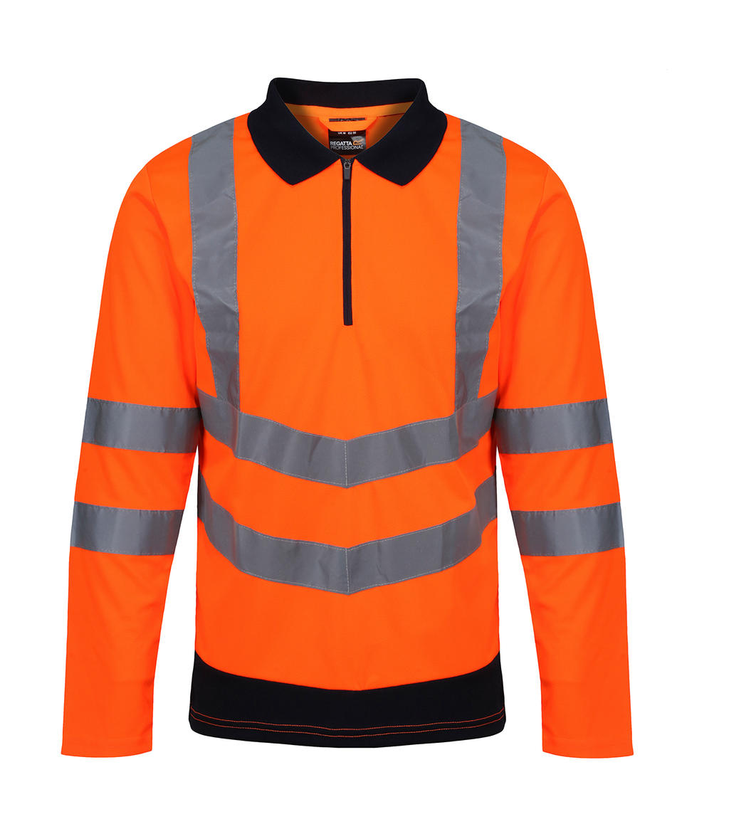  Pro Hi Vis Poloshirt LS in Farbe Orange/Navy
