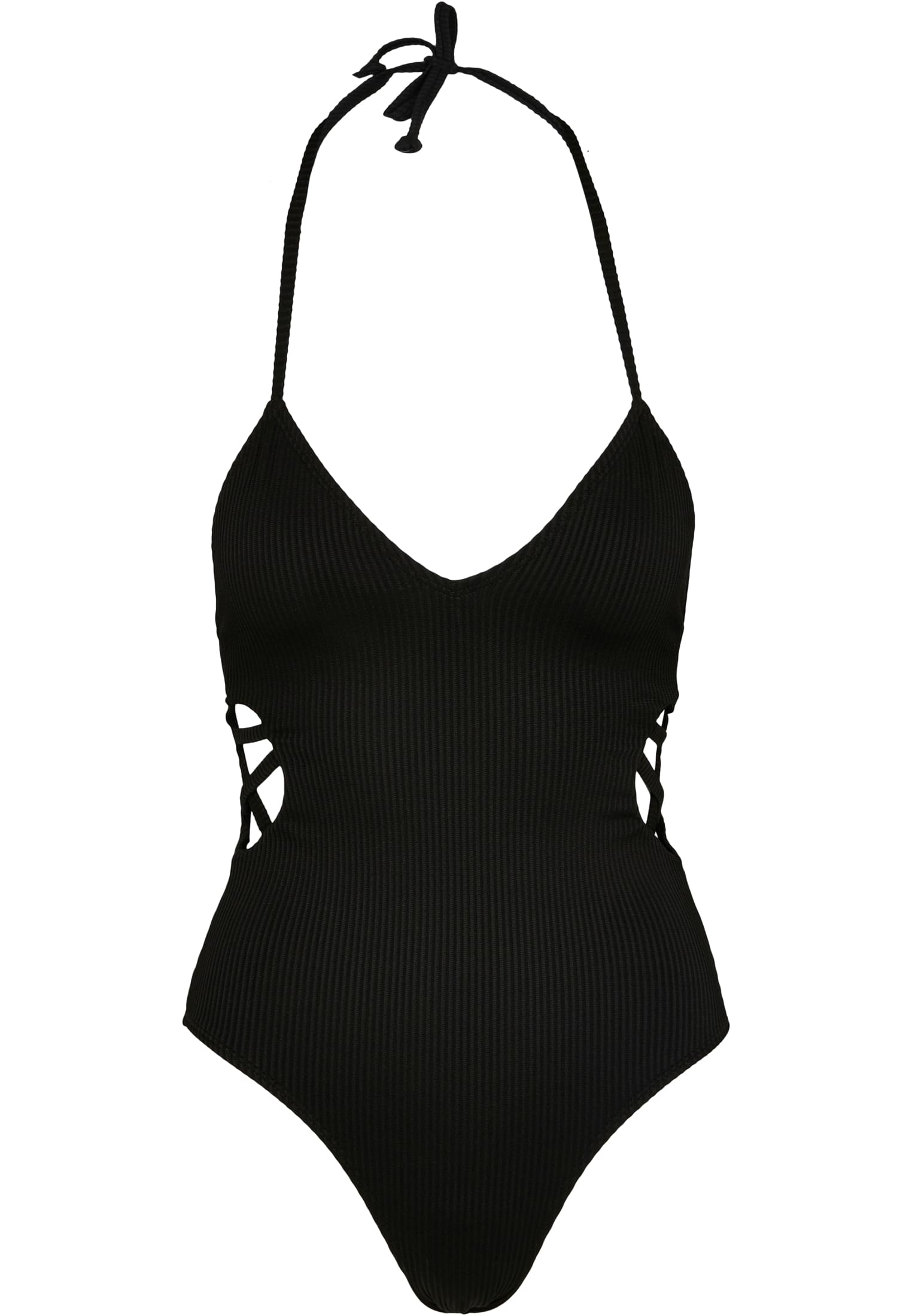 Frauen Ladies Rib Swimsuit in Farbe black