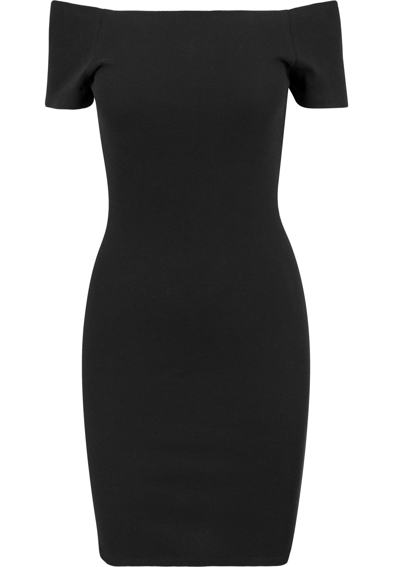 Kleider & R?cke Ladies Off Shoulder Rib Dress in Farbe black