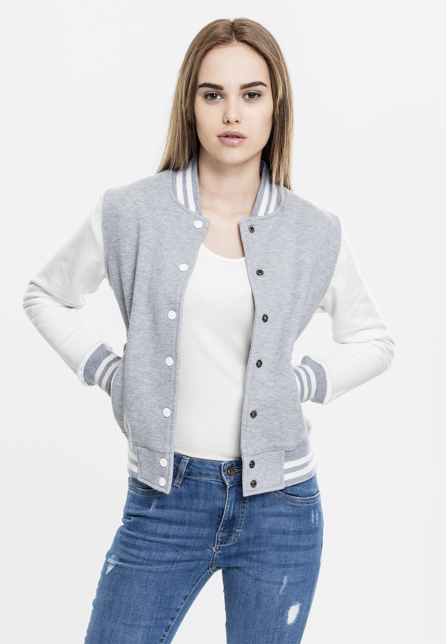 College Jacken Ladies 2-tone College Sweatjacket in Farbe gry/wht