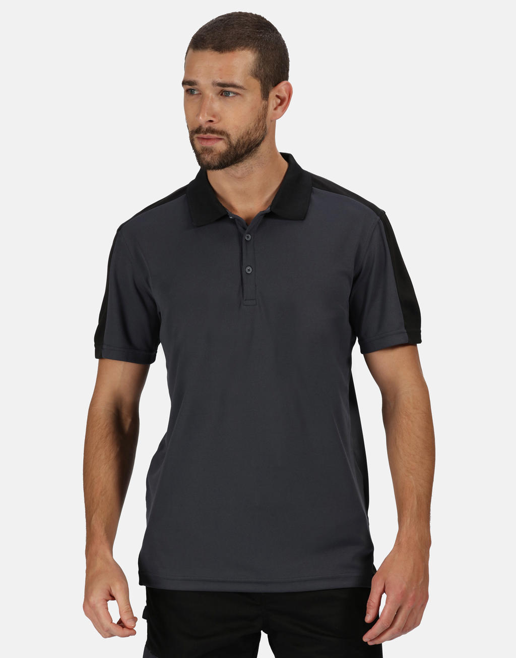  Contrast Coolweave Polo in Farbe Black/Seal Grey