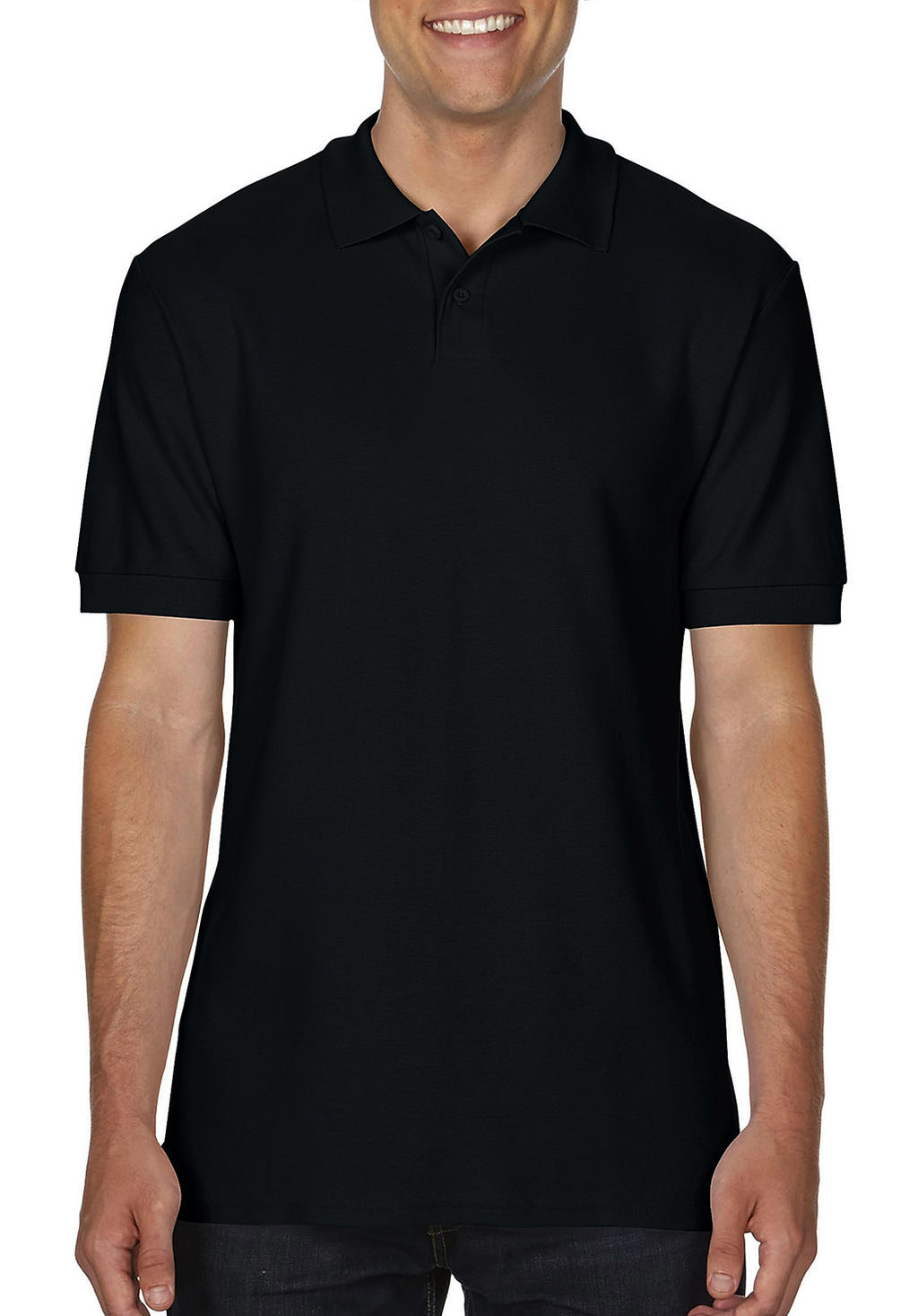  Softstyle? Adult Double Pique Polo in Farbe Black