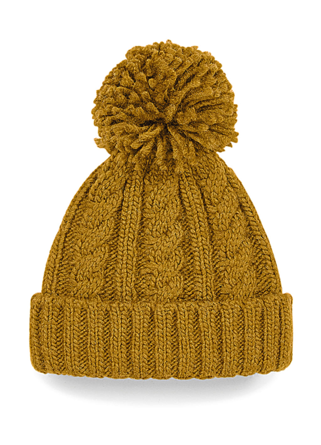  Cable Knit Melange Beanie in Farbe Mustard