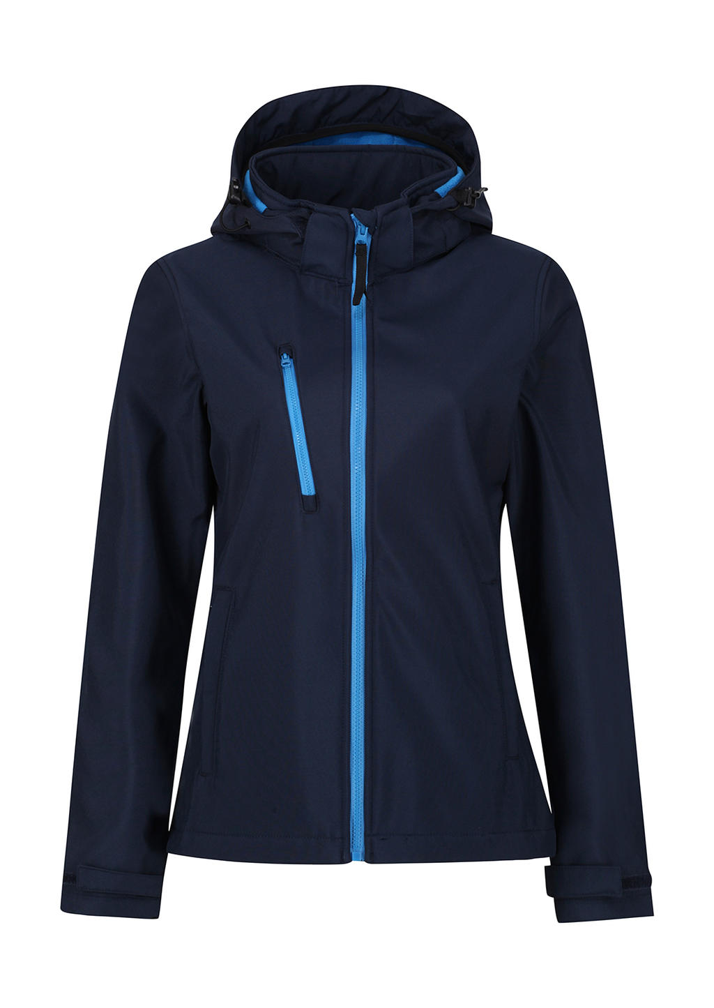  Womens Venturer 3-Layer Hooded Softshell Jacket in Farbe Navy/French Blue