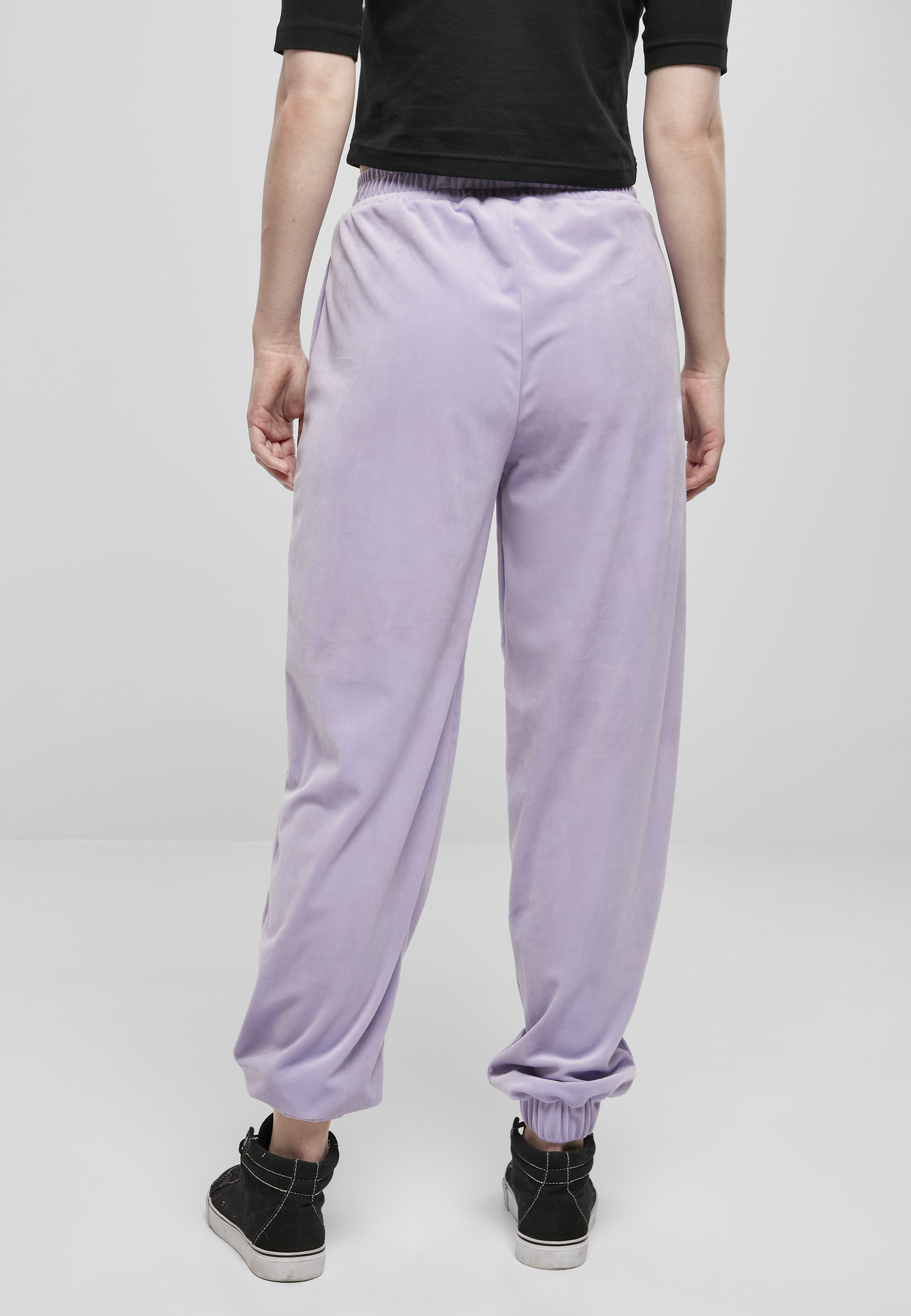 Sweatpants Ladies High Waist Ballon Velvet Sweat Pants in Farbe lavender
