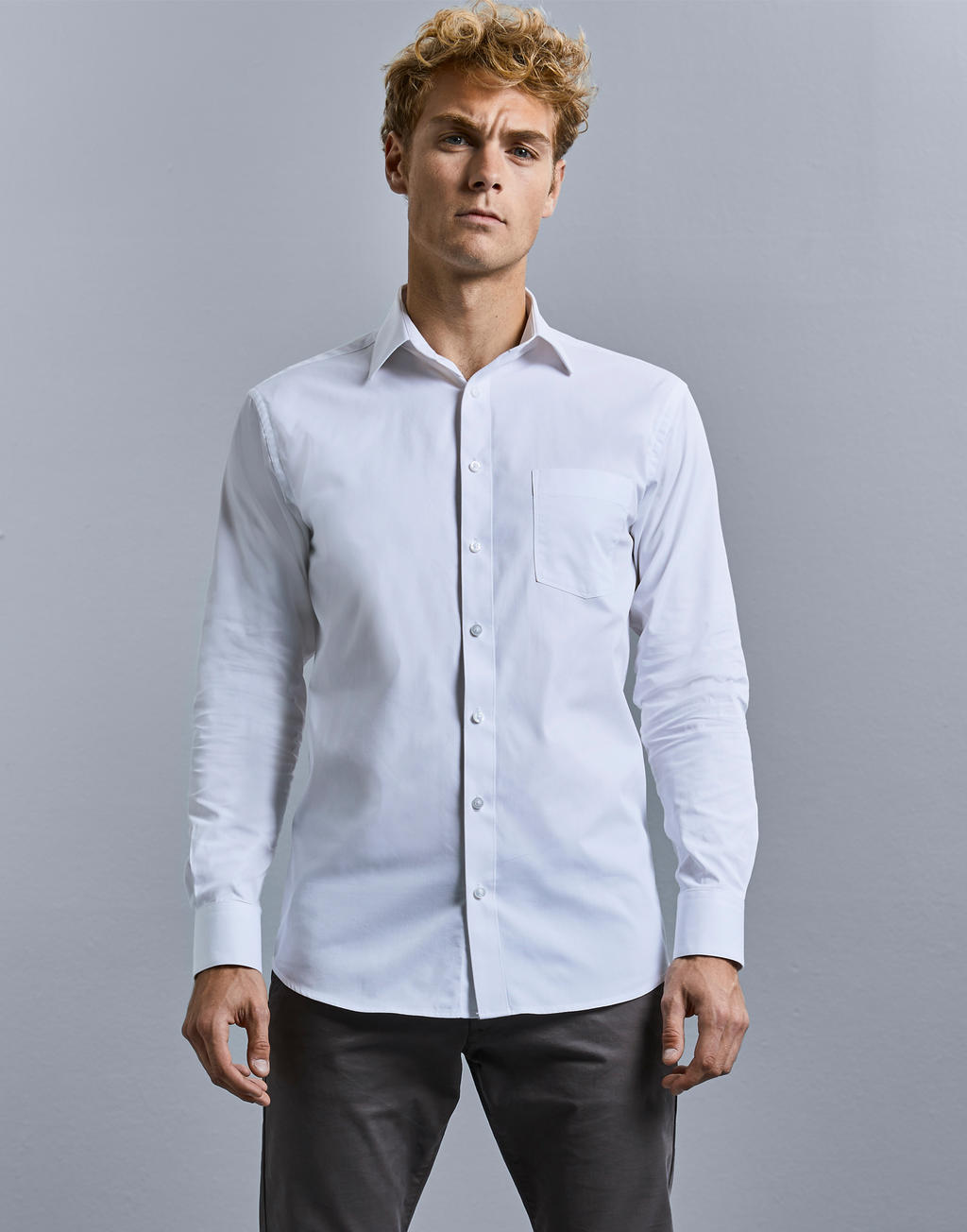  Mens LS Tailored Coolmax? Shirt in Farbe White