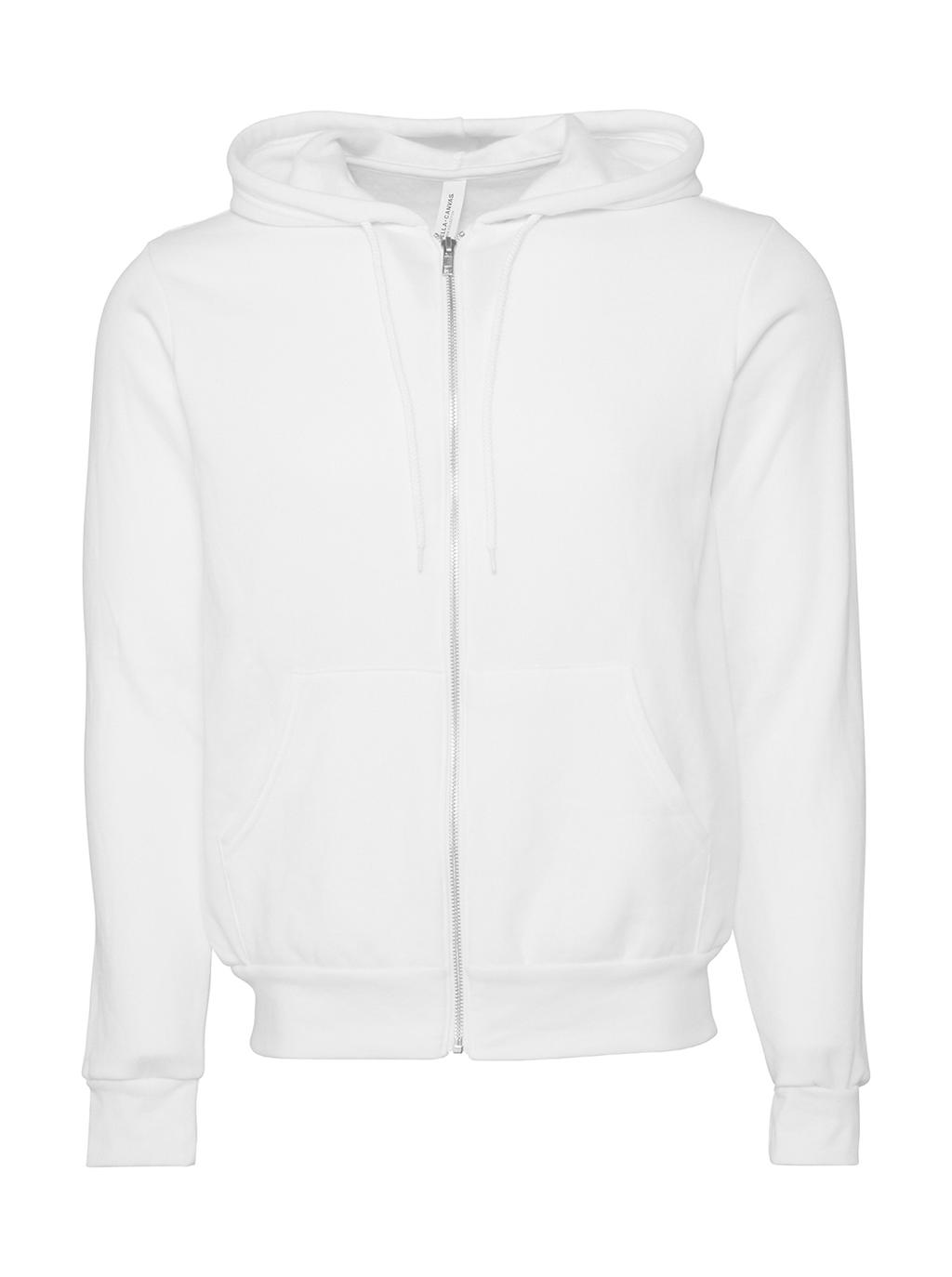  Unisex Poly-Cotton Full Zip Hoodie in Farbe DTG White