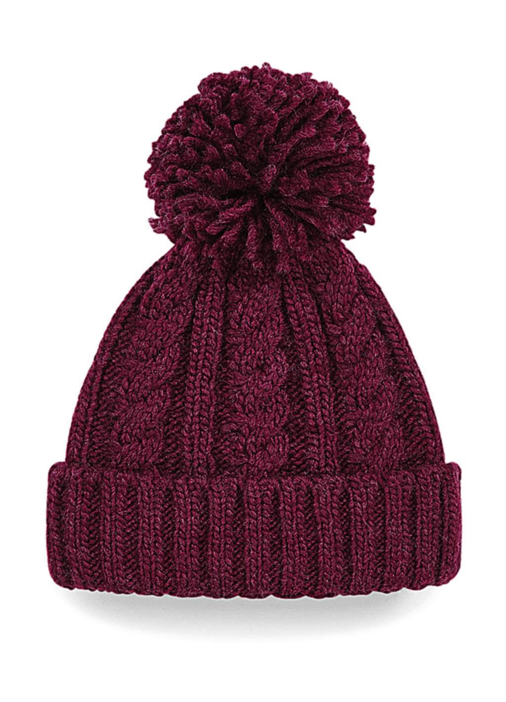  Cable Knit Melange Beanie in Farbe Burgundy