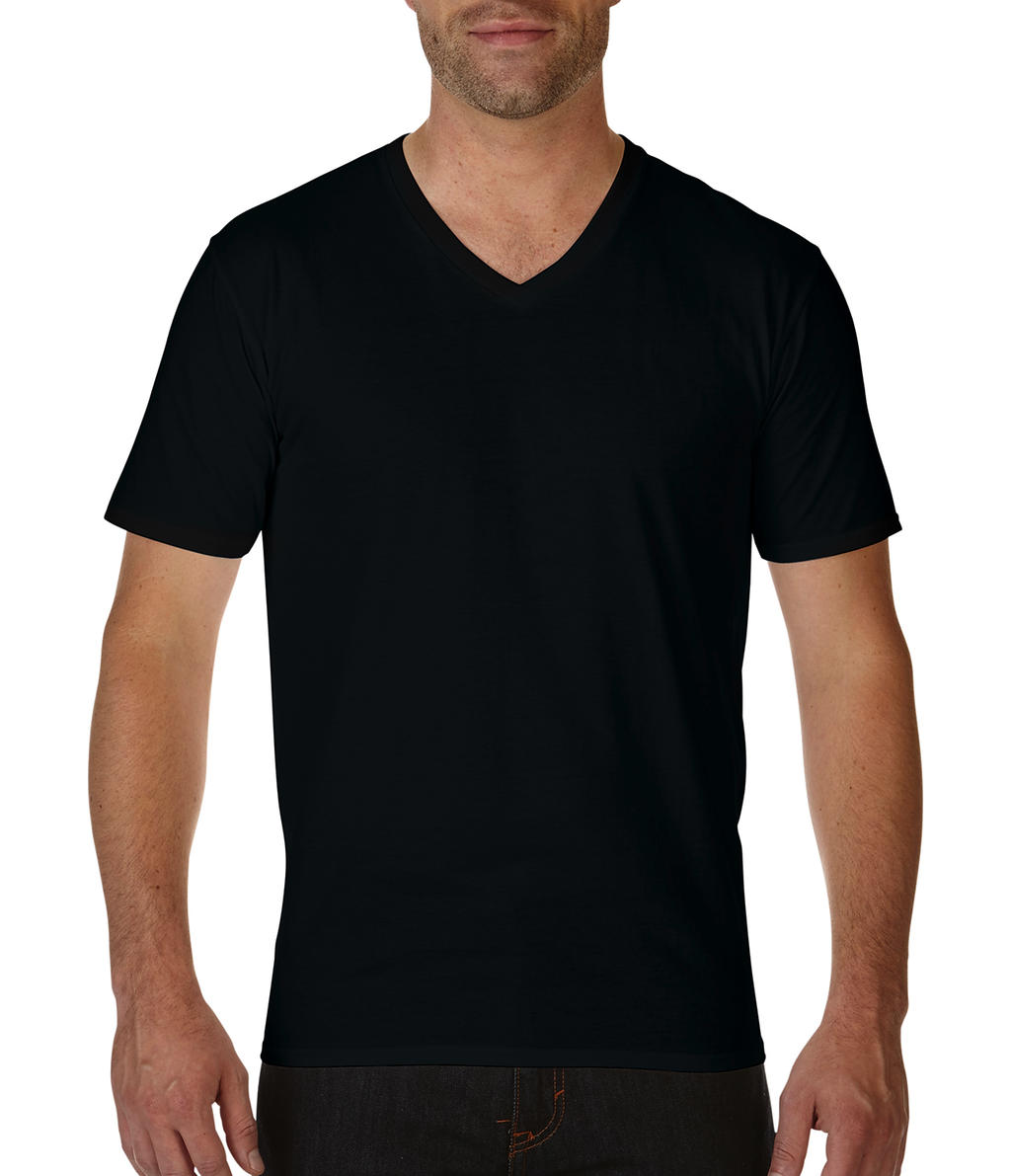  Premium Cotton Adult V-Neck T-Shirt in Farbe Black