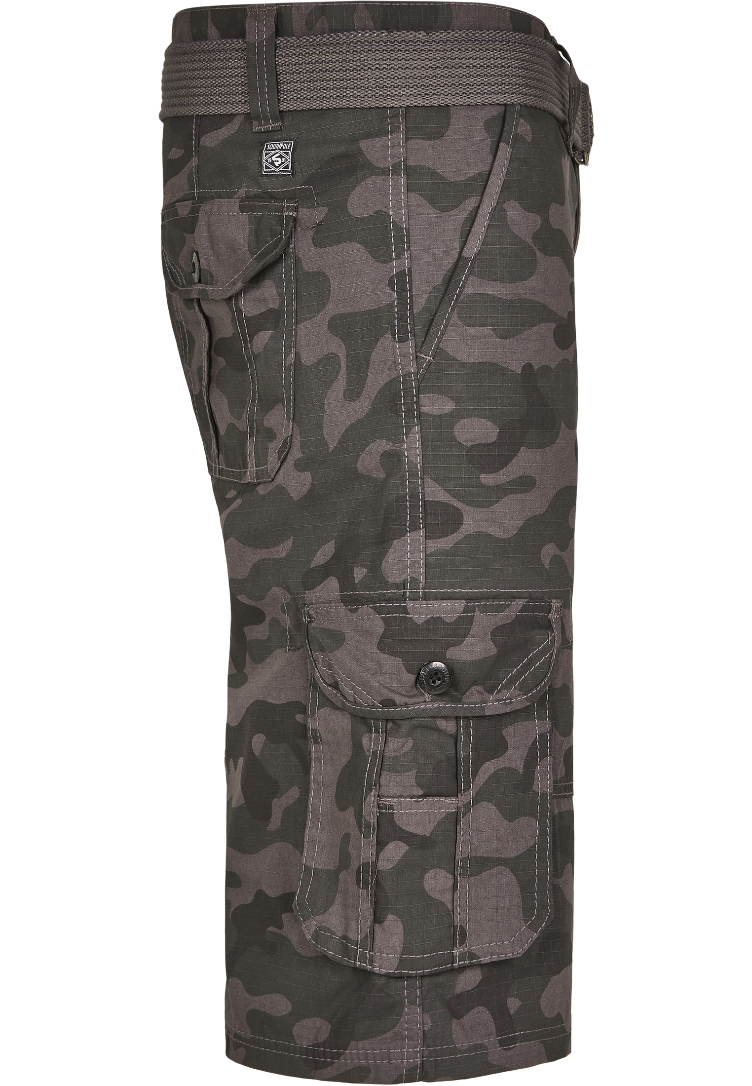 Southpole Belted Camo Cargo Shorts Ripstop in Farbe grey black