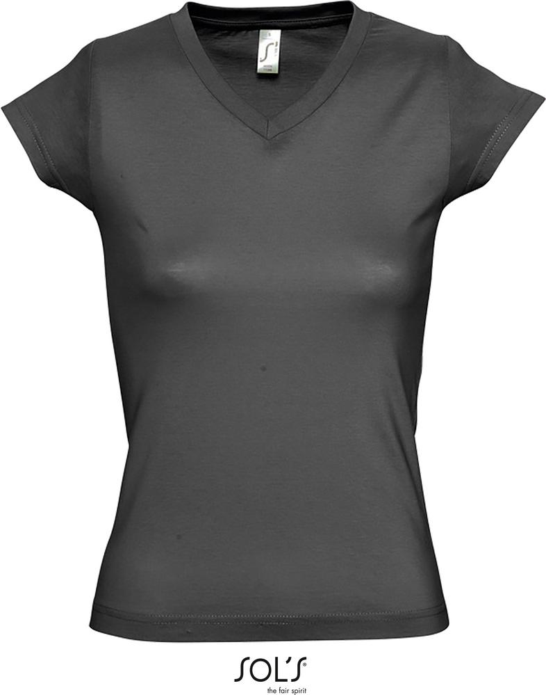 T-Shirt Moon Damen V-Neck T-Shirt in Farbe dark grey