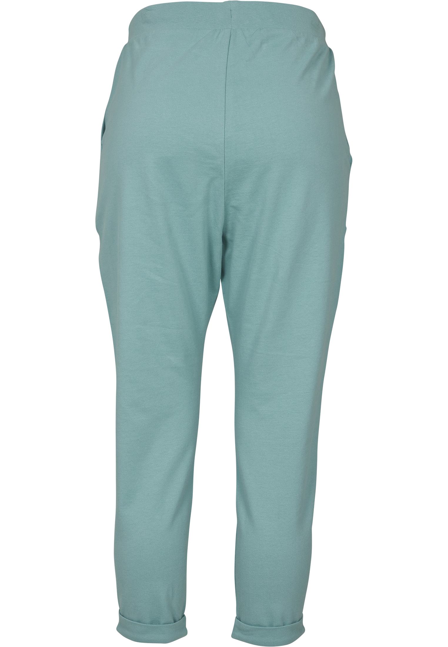 Curvy Ladies Open Edge Terry Turn Up Pants in Farbe bluemint