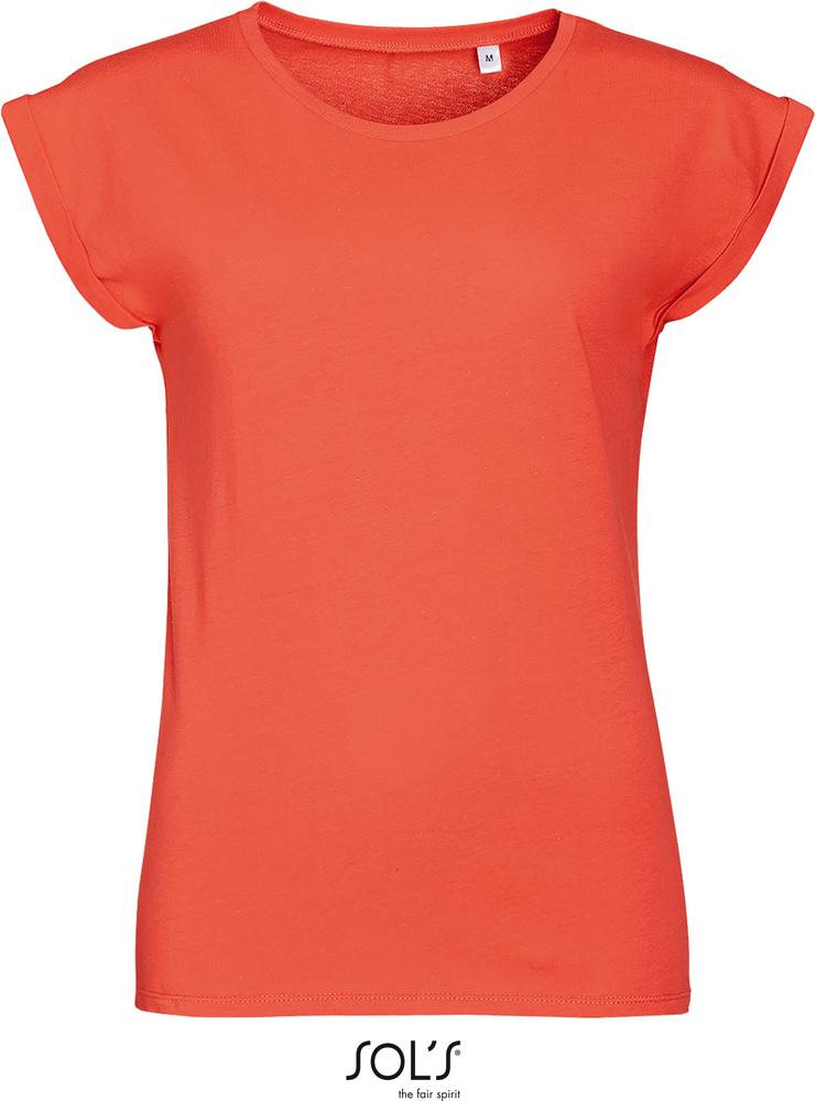 T-Shirt Melba Damen Rundhals T-Shirt Coral - L in Farbe coral
