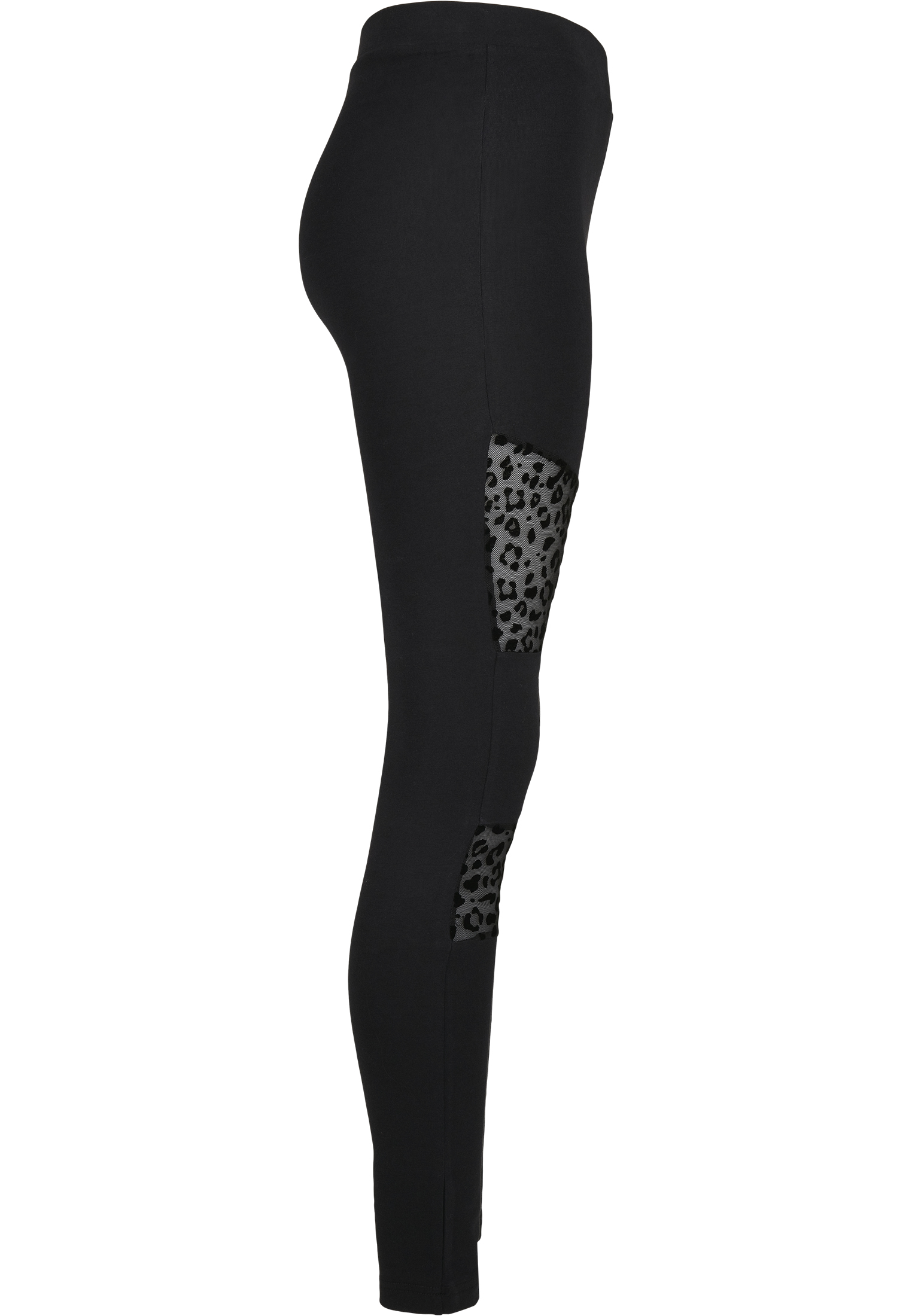 Curvy Ladies Flock Lace Inset Leggings in Farbe black