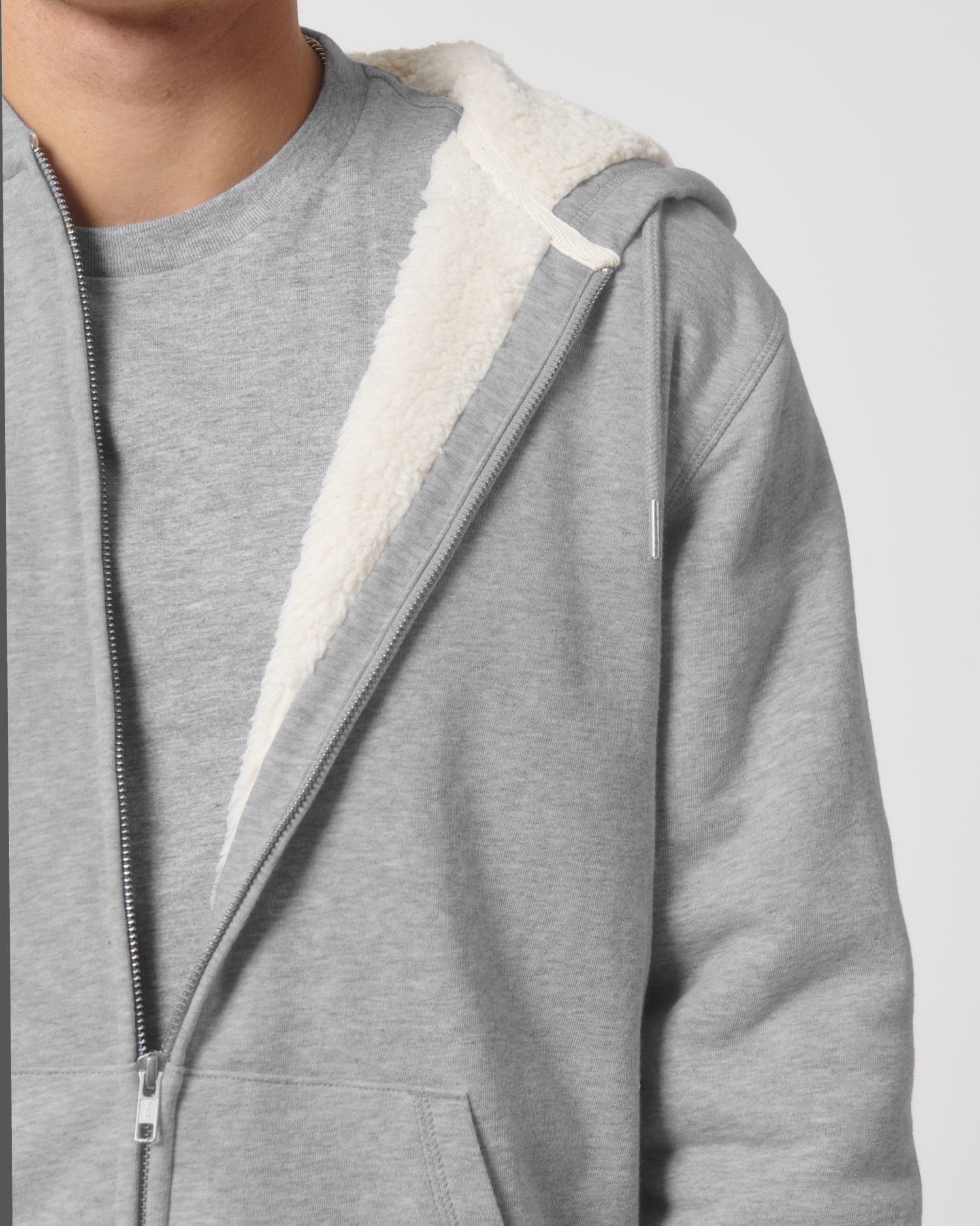Zip-thru sweatshirts Hygger Sherpa in Farbe Heather Grey