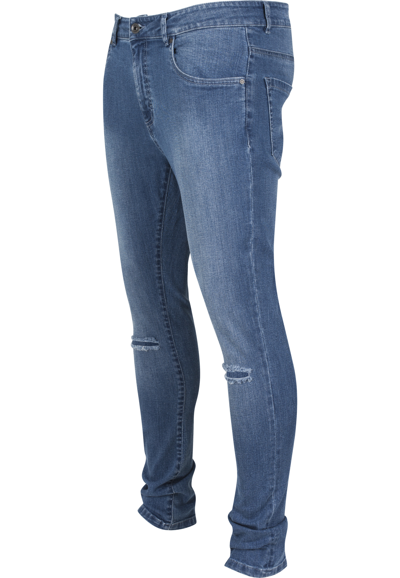 Hosen Slim Fit Knee Cut Denim Pants in Farbe blue washed