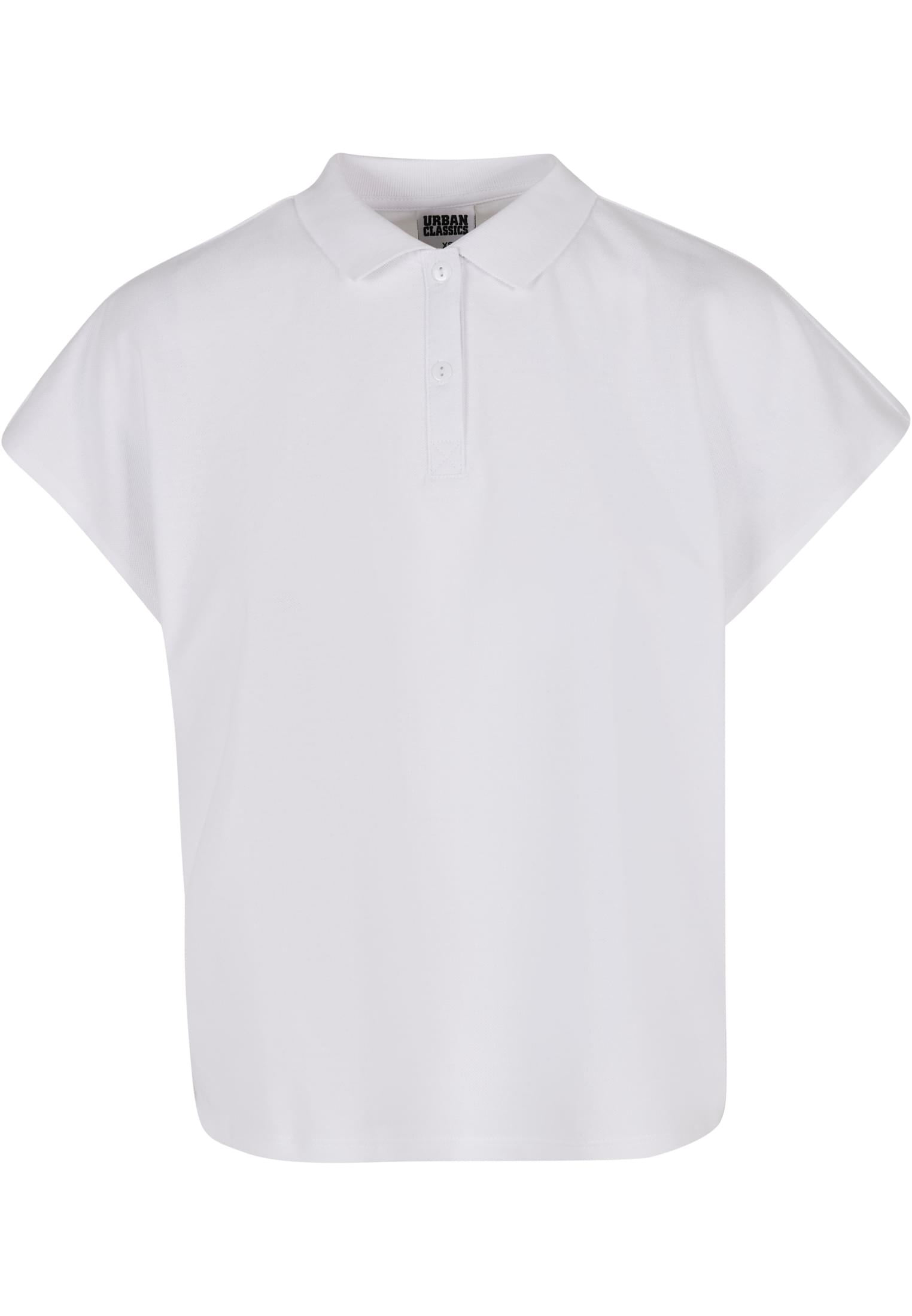 Frauen Ladies Oversized Extended Shoulder Polo Tee in Farbe white