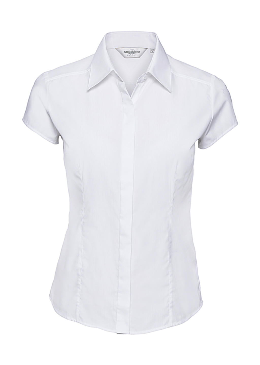  Ladies Fitted Poplin Shirt in Farbe White