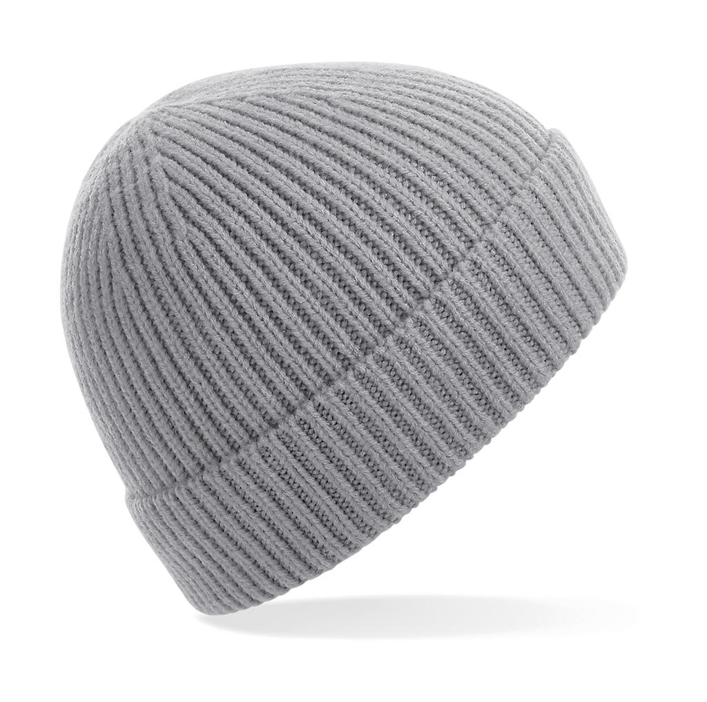 Engineered Knit Ribbed Beanie in Farbe Light Grey