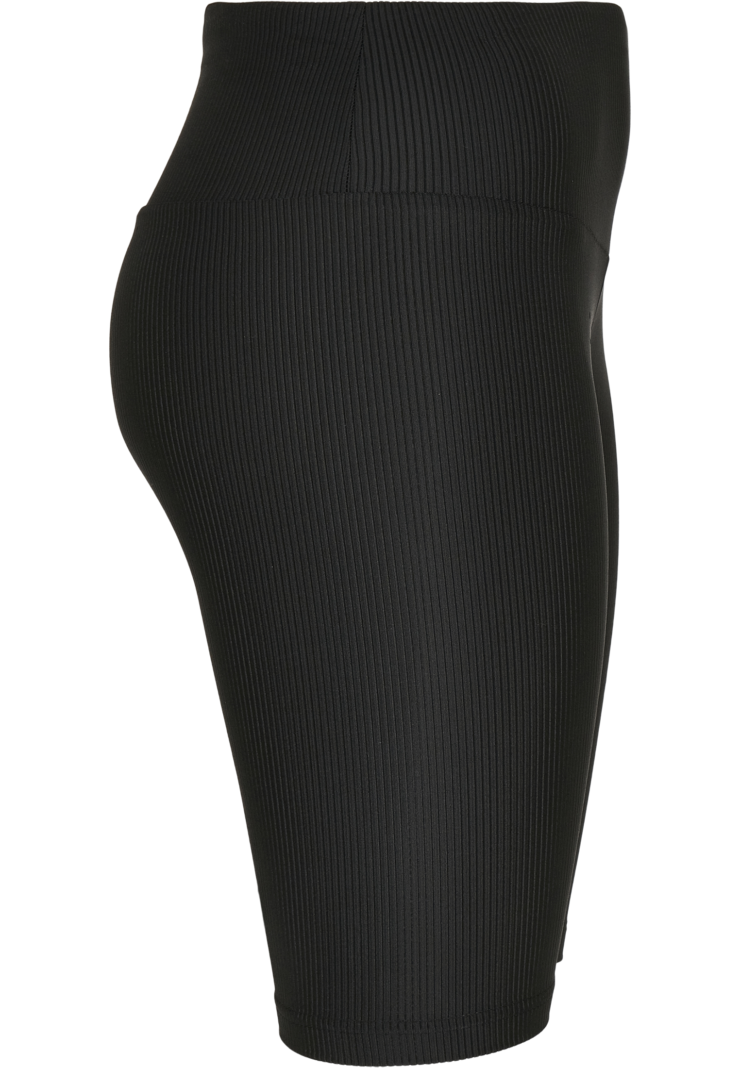  Ladies High Waist Shiny Rib Cycle Shorts in Farbe black