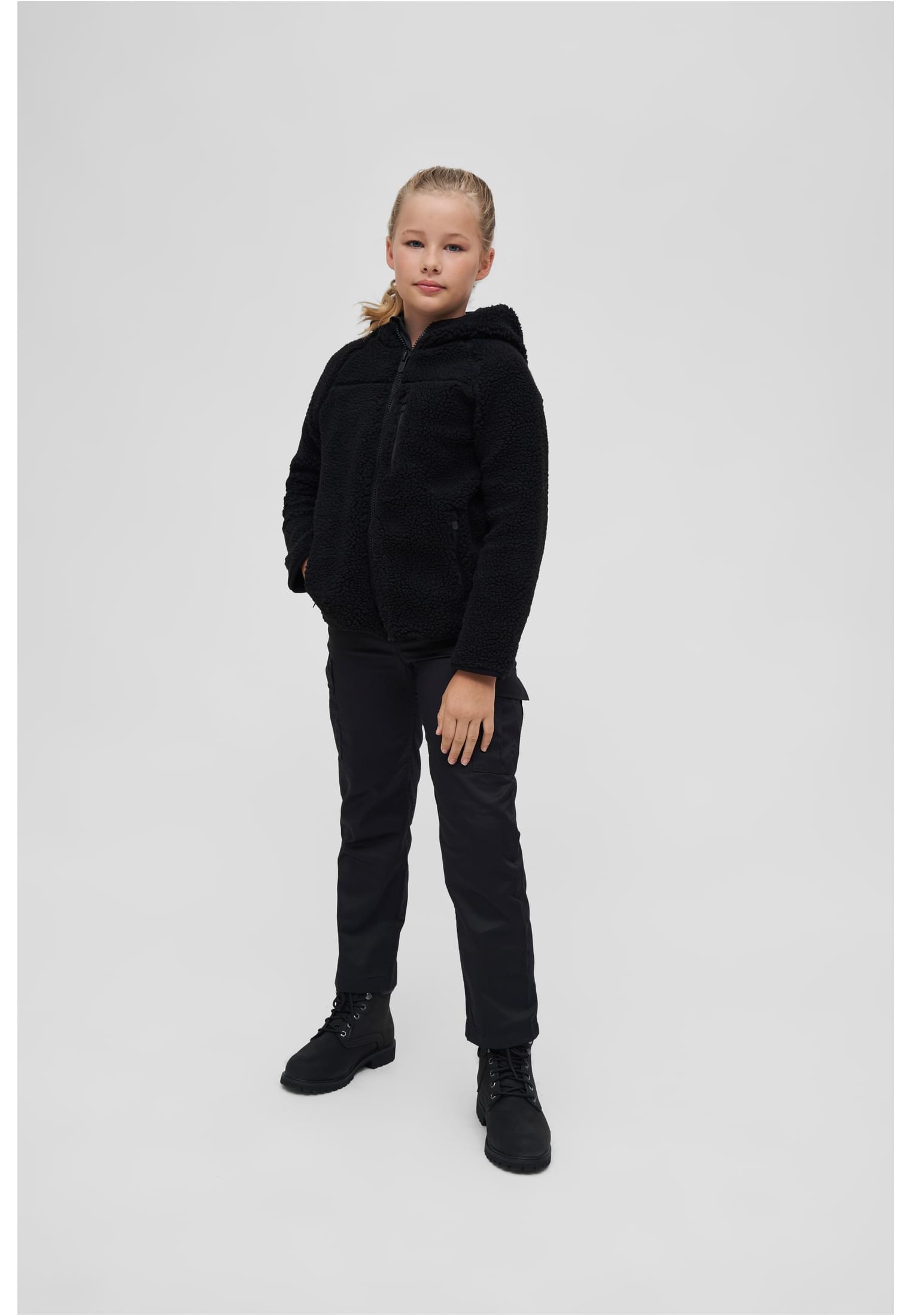 Kinder Kids Teddyfleecejacket Hood in Farbe black